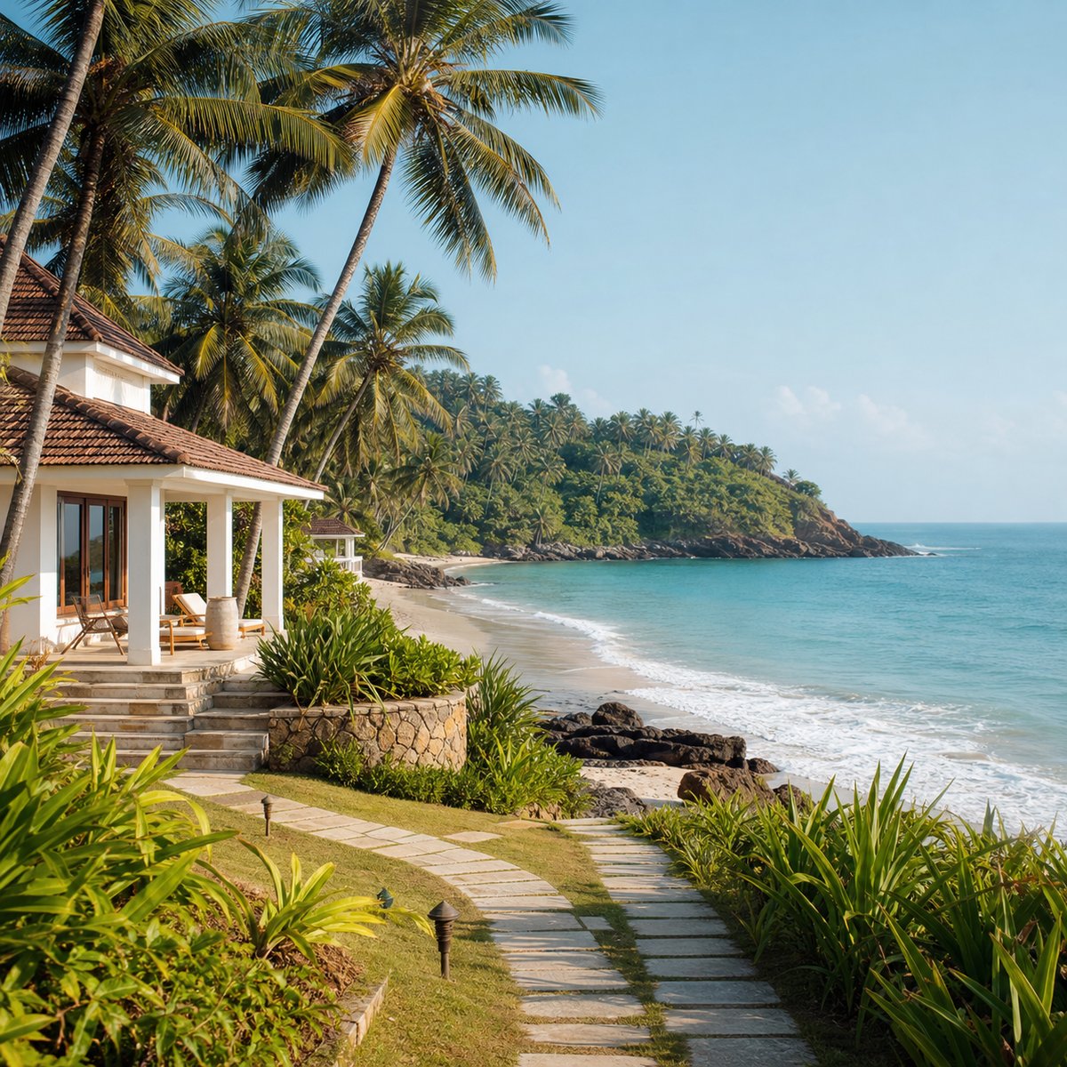 A peaceful coastal stay beside a tropical beach