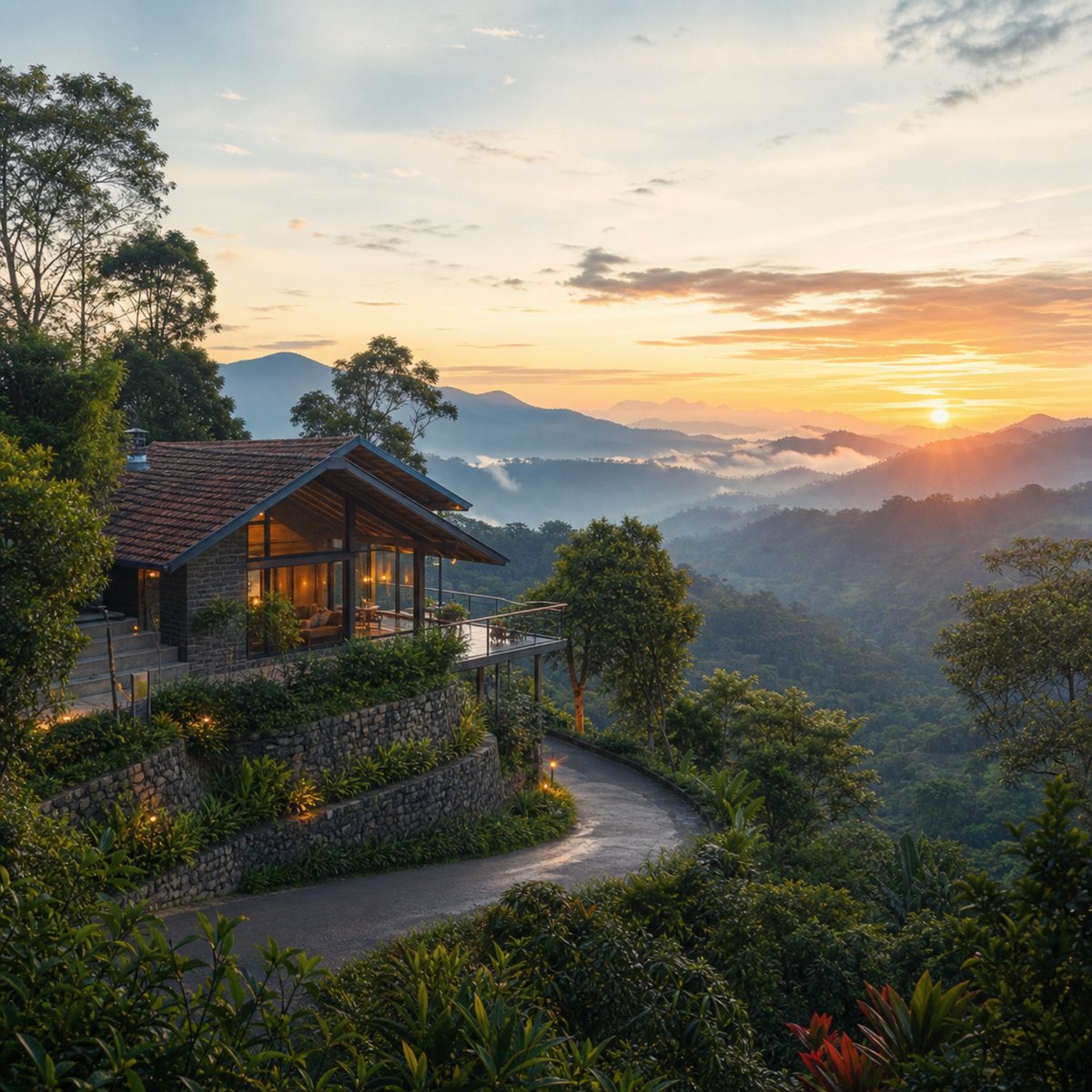 A handpicked hill-country stay overlooking green mountains