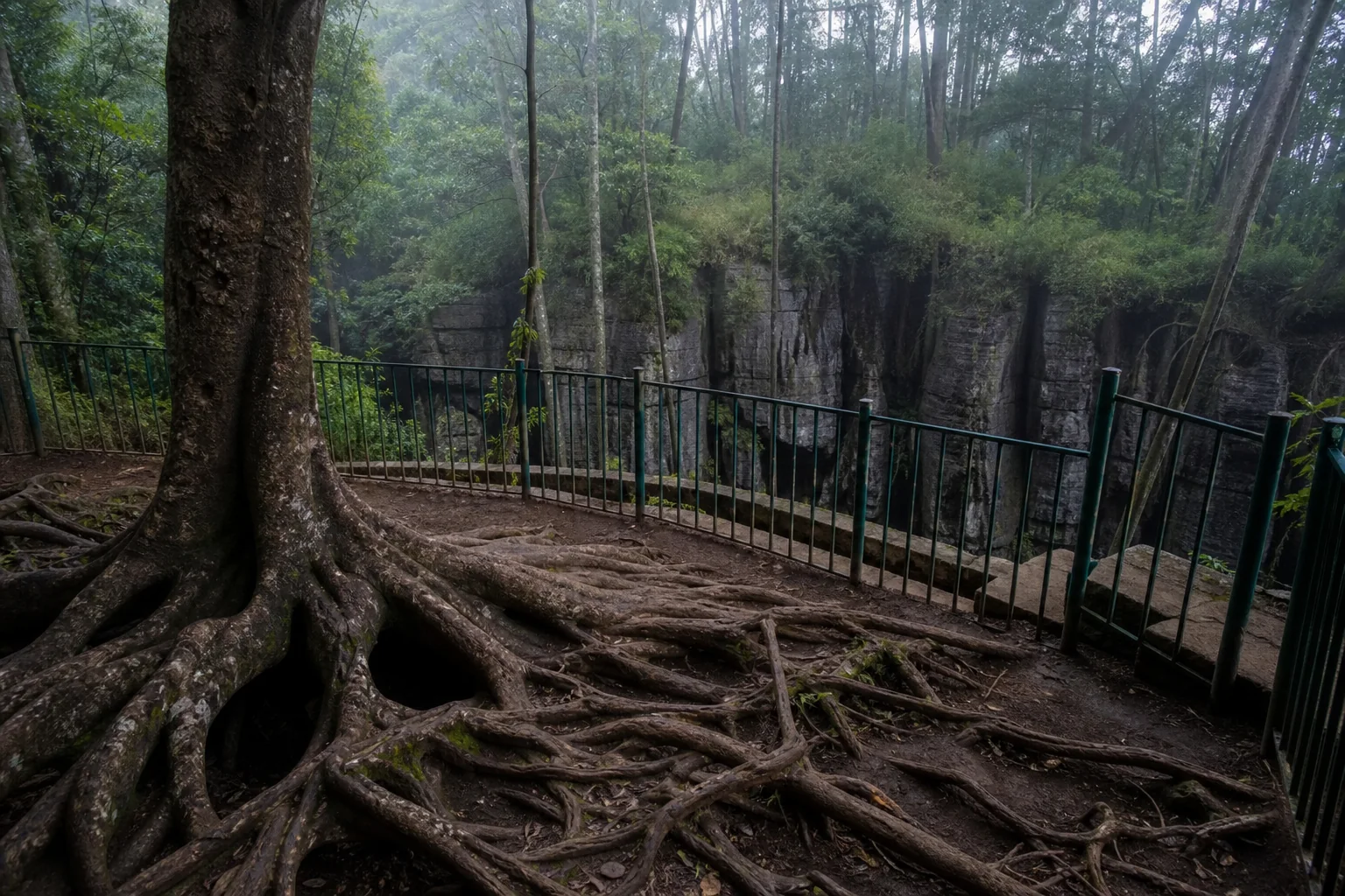 Authorised viewing area near Guna Caves in Kodaikanal